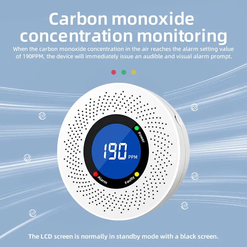 Carbon Monoxide Detector Combo - 가정용 독립 일산화탄소 중독 연기 감지기,