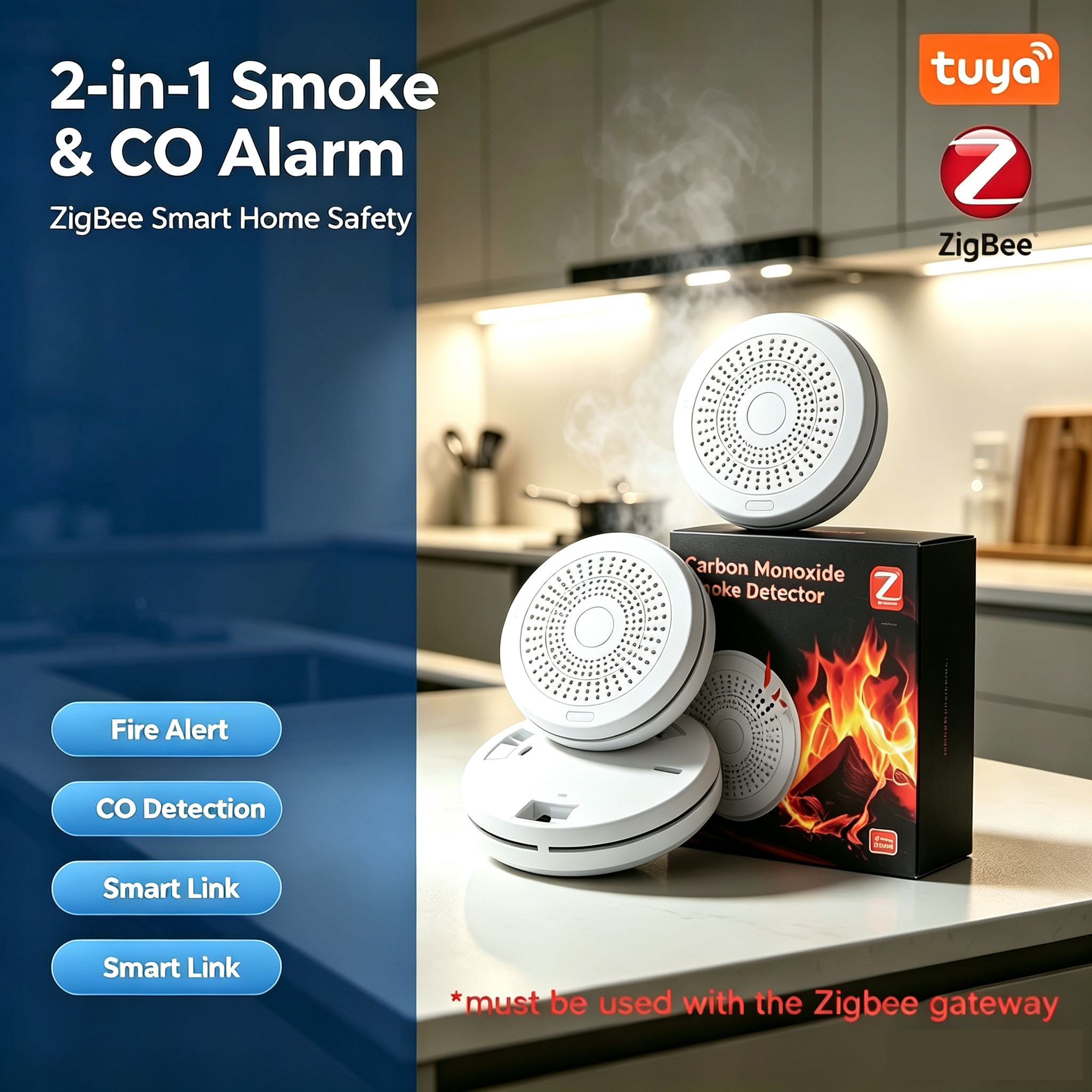 Zigbee Smoke Sensor Tuya - 지그비(ZigBee) 기반의 2-in-1 스마트 연기 및