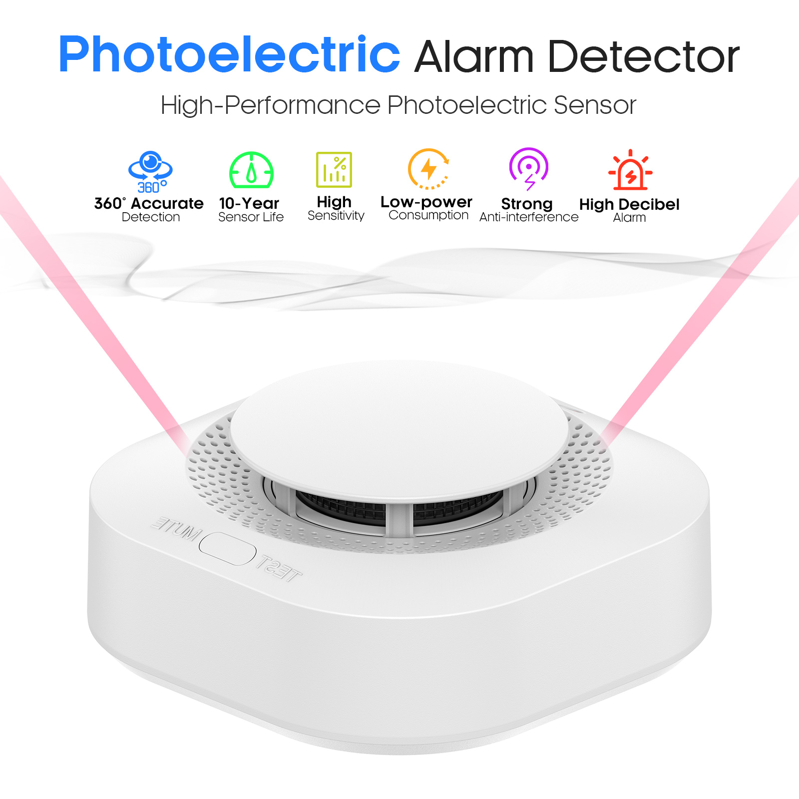 Smoke Alarm 10 Year Battery - 1/4/8개입 연기 감지기, 360° 감지, 10년