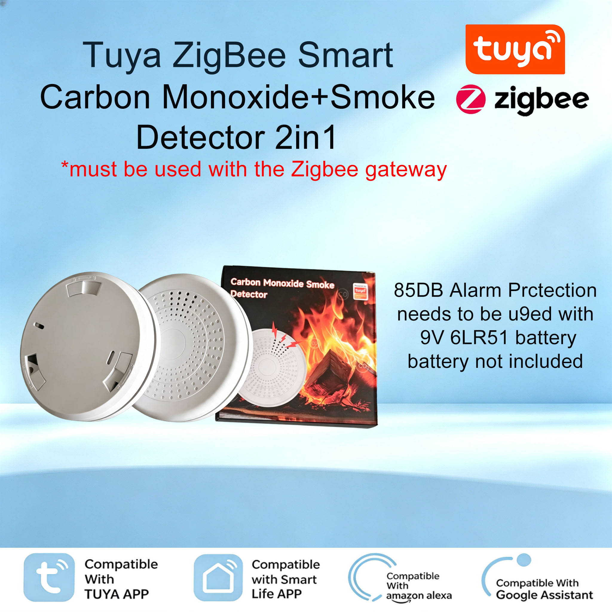 Zigbee Smoke Sensor Tuya - 스마트 지그비 연기 및 일산화탄소 복합