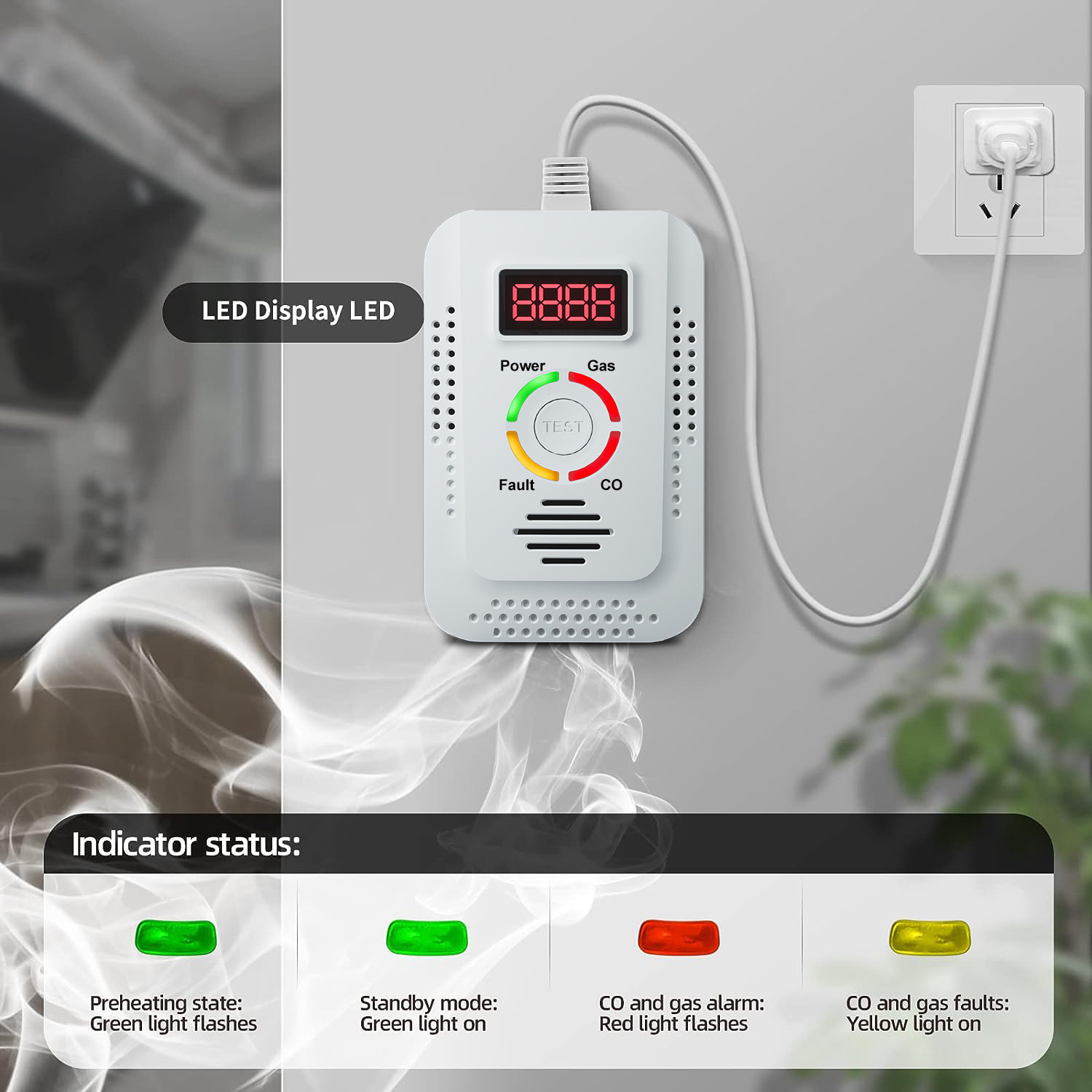 Carbon Monoxide Detector Combo - 천연 가스 감지기 2in1 및 일산화탄소