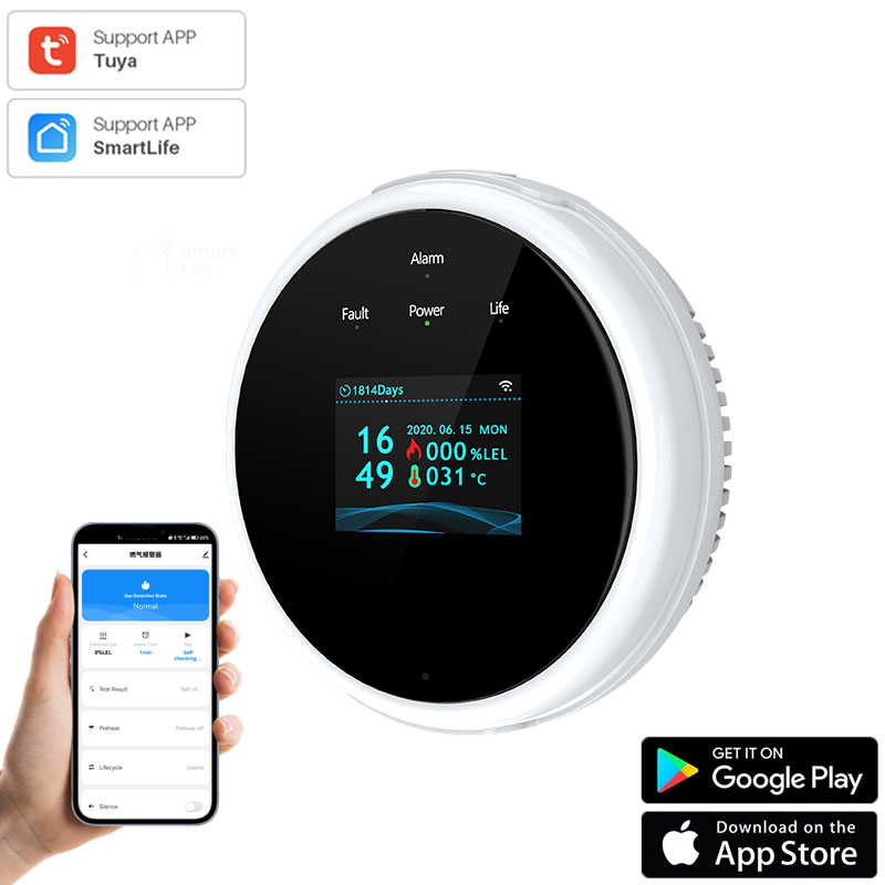 Smart Gas Leak Detector Lpg - 온도 기능이있는 Tuya Wifi 누출 가연성