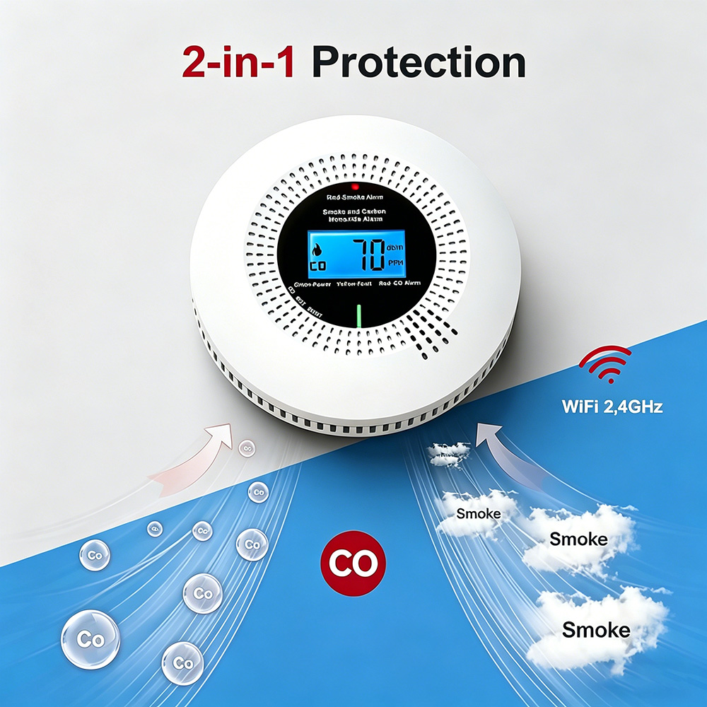 CO 연기 감지기 Wifi Tuya 연기 및 일산화탄소 - Smoke Alarm 10 Year Battery 리뷰 및 가격