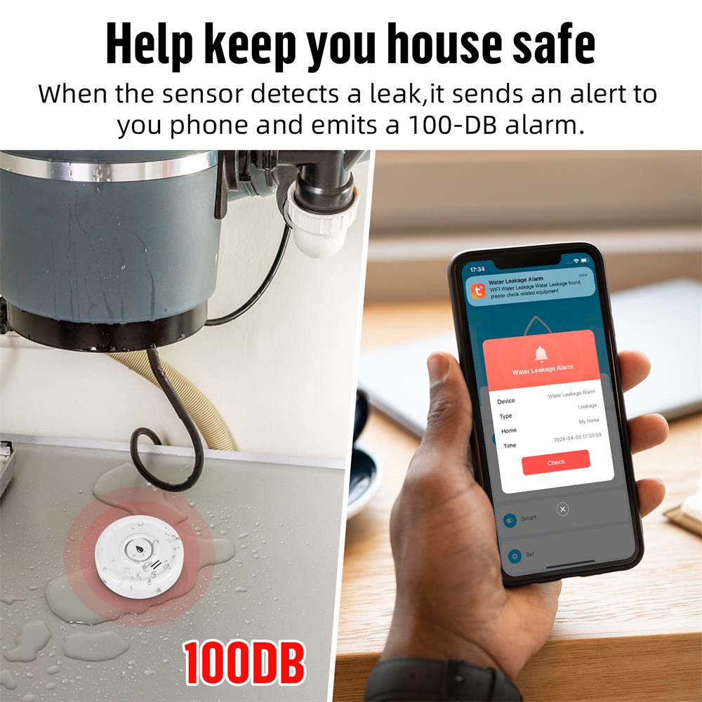 투야(Tuya) Wi-Fi 누수 감지 알람, 100dB - Water Leak Detector Wifi Alarm 리뷰 및 가격