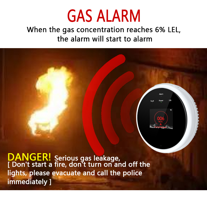 온도 기능이있는 Tuya Wifi 누출 가연성 가스 감 - Smart Gas Leak Detector Lpg 리뷰 및 가격