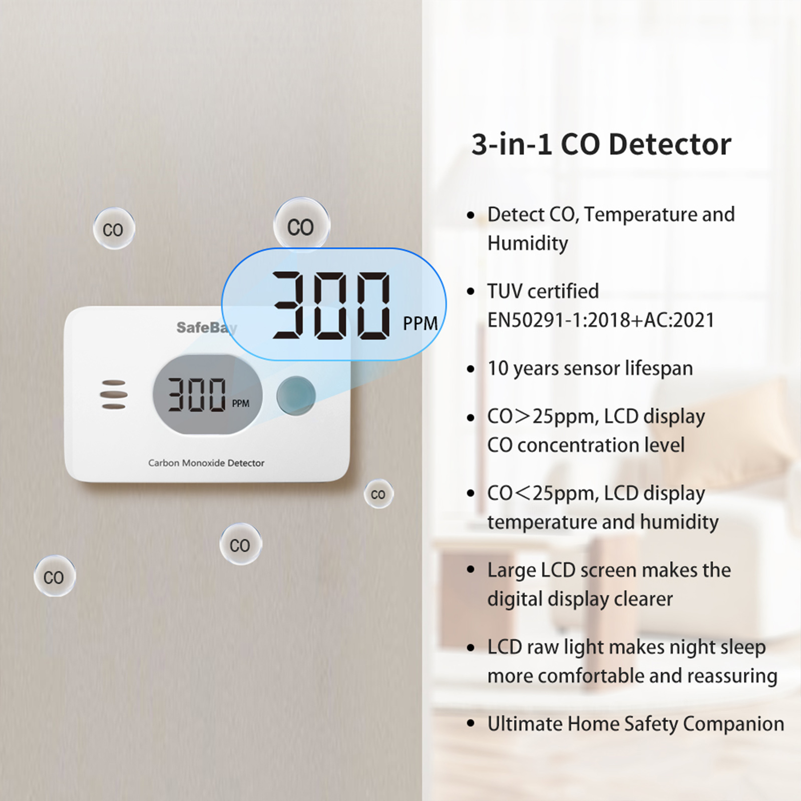 CPVAN 무선 3 인 1 일산화탄소 감지기, 온도 및 - Carbon Monoxide Detector Combo 리뷰 및 가격